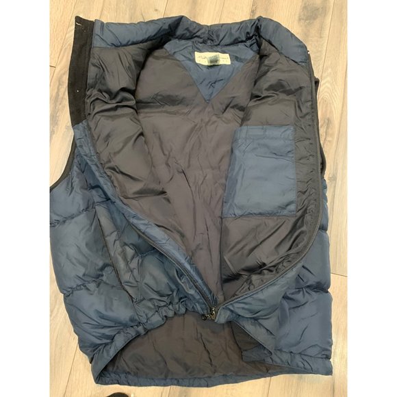Eddie Bauer Mens XL Navy Goose Down Vest FLAWS - Picture 4 of 10